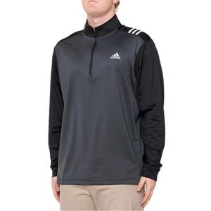 Adidas 3-stripes Zip Neck Golf Shirt Long Sleeve